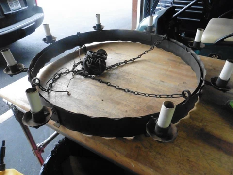 Antique Steel Gothic victorian heavy 44x44x8 hanging metal Chandelier wrought ir Cover