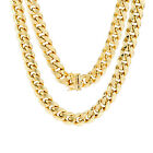 14K Yellow Gold Mens Italian 11Mm Miami Cuban Link Chain Necklace Box Clasp 30"