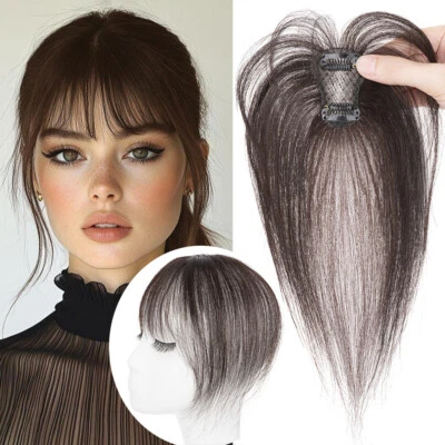 Clip in Pony Remy Echthaar Fransen Vordere Haarteil Haarverlängerung Luft Bangs - Bild 1 von 4