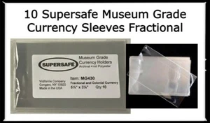 10 pochettes pour billets de monnaie Museum grd 5,25 x 3,125 MG430 super sûr fractionné - Photo 1/6
