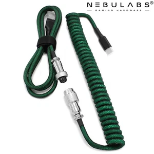 Custom Coiled Aviator GX16 USB-C Mechanical Gaming Keyboard Cable 4ft - DarGreen - Picture 1 of 6