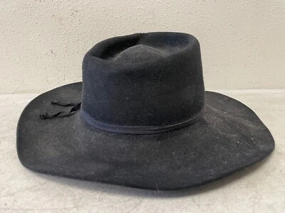 "Sombrero de vaquero occidental BEE HAT CO. XX mezcla de lana de piel negro 6 3/4 ala 4"" corona 5""" Foto 1 de 4
