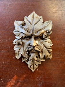 Green Man Face Wall Hanging Plaque Whimsical Home or Garden Decor - Picture 1 of 7