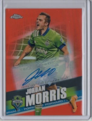 2022 Topps Chrome MLS Autograph Orange Refractor #104 Jordan Morris 14/25 Auto - Image 1 of 2