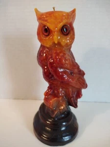 Vintage MCM geformte Wachs Eule Kerze Figur 8" braun orange neu - Bild 1 von 7
