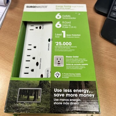 Belkin Surgemaster 6 Outlet Surge Protector BM106000-06-E Level 1 Protection - Image 1 of 4