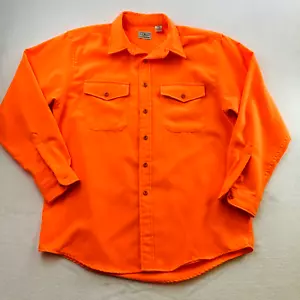 VINTAGE L.L. Bean Shirt Adult Large Orange Button Up Hunter Outdoors Fleece Mens - Picture 1 of 19