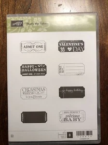Stampin' Up  Cling Stamp Set That's the Ticket Red Rubber Admit One Holiday - Picture 1 of 2