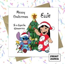 Personalised Christmas card Lilo and Stitch Any Name & Relation Girls ZDD