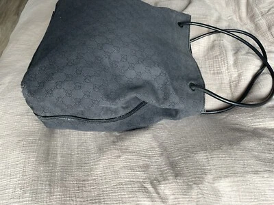 GUCCI black denim Logo Gifford tote Bag, Leather Straps - Image 1 of 4
