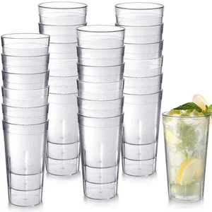 24 Pack Reusable Plastic Tumblers Cups Stackable Beverage Cups Restaurant Dri... - Picture 1 of 7
