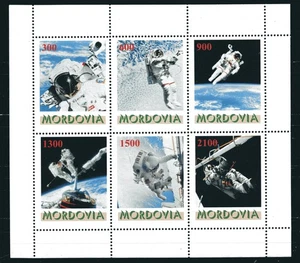 MORDOVIA 1998 - RUSSIA LOCALS, ASTRONAUTS IN SPACE, SHEET OF 6, MNH - Picture 1 of 1