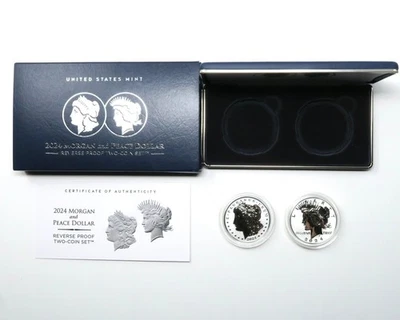 2024-S Reverse Proof Silver Morgan & Peace Dollar $1 Set w/ OGP 30221 - Image 1 of 4