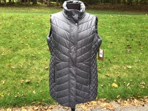 Ladies Weatherproof Quilted Long Sleeveless Charcoal Vest NWT Sz XL - Picture 1 of 10