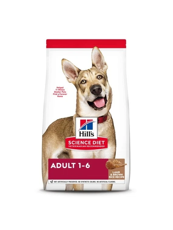 Receta de harina de cordero y arroz integral Hill's Science Diet para adultos, comida seca para perros, 15,5 lb Foto 1 de 4