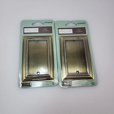 Lote de 2 cubiertas de placa de pared eléctrica en blanco de latón cepillado Allen Roth antiguo Foto 1 de 3