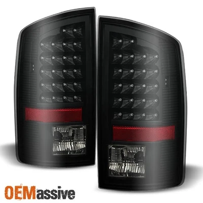 Fit 2007-2008 Dodge Ram 1500 / 07-09 2500/3500 Black Smoked LED Tail Lights Lamp - Image 1 of 4