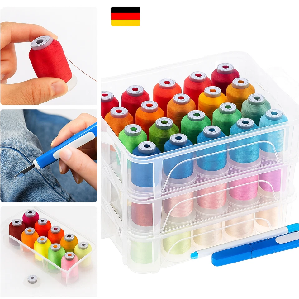 New Breadthread 60 Brother Colors 500M Machine Embroidery Thread With Clear Tray - Image 1 of 1