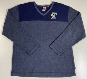 Vintage Tweety Vogel Fleece Sweatshirt Gr. M V-Ausschnitt bestickt Looney Tunes Y2K - Bild 1 von 7