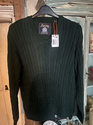 New Genuine Green cable   Superdry Jumper Size S/m 10/12,v Neck - Image 1 of 3
