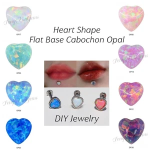Loose Heart Flat Base Cabochon Opal Stones Semi-Precious Gems Beads For Jewelry - Picture 1 of 25