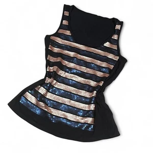 blue and pink  striped sequin tank top banana republic - Picture 1 of 4