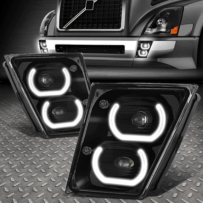 PARA 03-17 VOLVO VNL 300 400 740 DOBLE LED HALO PROYECTOR LUZ ANTINIEBLA LÁMPARA NEGRA Foto 1 de 4