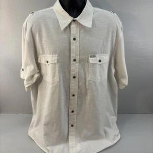 Blanc du Nil Shirt Mens 2XL White Short Sleeve Button Up Egyptian Travel Casual - Picture 1 of 13
