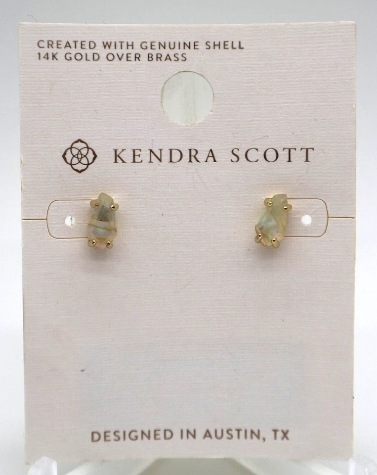 Pendientes Kendra Scott Betty Mate Marfil Iridiscente Shell 14K Sobre Latón Nuevos con Etiquetas Foto 1 de 4
