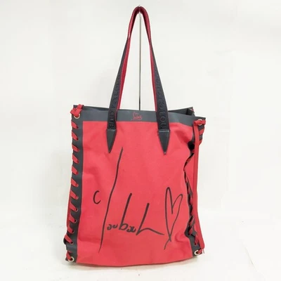 NO TARIFF Christian Louboutin Tote Bag Red Canvas 4746989 - Image 1 of 4
