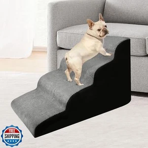 Eunice Hundetreppe für kleine Hunde, 19,3" Höhe x 15,5" Breite extra breit 4 Stufen Haustier Sta - Bild 1 von 5
