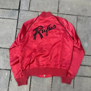VINTAGE 70S 80S RUFUS AND CHAKA KHAN TOUR JACKET RED SATIN LIGHTNING FRED SEGAL - Picture 1 of 9