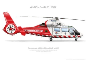 Aerospatiale AS365N3 Dauphin 2 VH-PVG VicPol 2009 print- A3+ Profile Print - Imagen 1 de 4