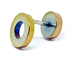 Fake Ear Tunnel Ear Stretcher 14g (1.6mm) Cheater Stud Rainbow Disc Plug 10 mm