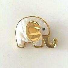 Butler Gold Tone Mother of Pearl Elephant Pin Brooch with Safety Closure MOP 