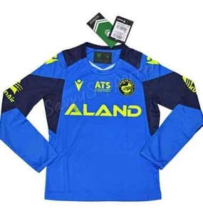Parramatta Eels 2024 NRL Kids Long Sleeve Blue Training Shirt Sizes 6-14 BNWT - Picture 1 of 3