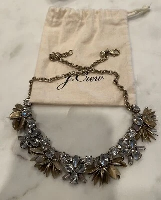 J. Collar Crew Distintivo Cristal Transparente Racimo Hoja de Oro Foto 1 de 4