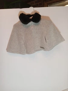 Calvin Klein Baby Jeans Cape Grey Silver  Faux Fur Infant Girls Size 6-9 Months - Picture 1 of 13