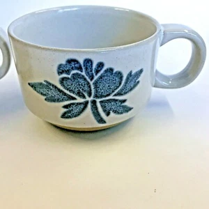 Two Vintage Midwinter Ltd Coffee Tea Cups Blue Print Japan 2.5" Tall - Picture 1 of 4