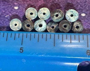 (10) Original Navajo Indian Turquoise Trade Beads Small Discs Fur Trade 1800's - Picture 1 of 5