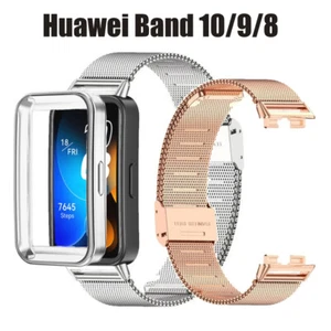 Stainless Steel Watch Strap with TPU Protection Case for Huawei Band 10 9 8 Band - Picture 1 of 13
