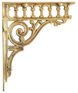 Single Solid Brass Classical Column Bracket – antique wall brackets (21cm / 8") - Picture 1 of 4