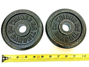 ONE PAIR 3 LB. WEIDER BARBELL / DUMBBELL WEIGHT PLATES - STANDARD 1" HOLE - Picture 1 of 1