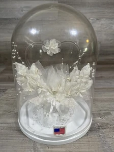 Elegant Wedding Cake Topper Blown Glass Heart White Floral Vintage New Made USA - Picture 1 of 9