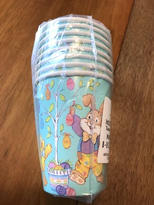 Vintage American Greetings Easter Bunny & Easter Tree Paper Cups - Image 1 of 4