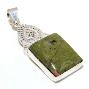 Unakite Natural Gemstone Hadnamde 925 Sterling Silver Jewelry Pendant 2.36" - Imagen 1 de 3