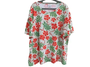 Bobbie Brooks Women Sz 2X pullover tee top blouse short sleeves orange green tan - Picture 1 of 8