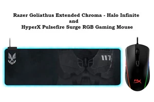 HyperX Pulsefire Surge RGB Mouse & Razer Goliathus Extended Halo Infinite Bundle - Picture 1 of 5