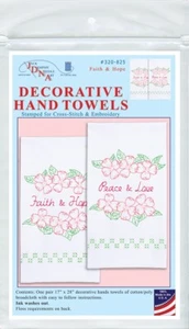 Jack Dempsey Stamped Decorative Hand Towel Pair-Faith, Hope, Peace & Love,1Pk - Picture 1 of 1