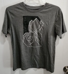 Spyder Gray Motorcycle Biking Black Widow T-Shirt Size Boys Youth Large (14/16) - Picture 1 of 6